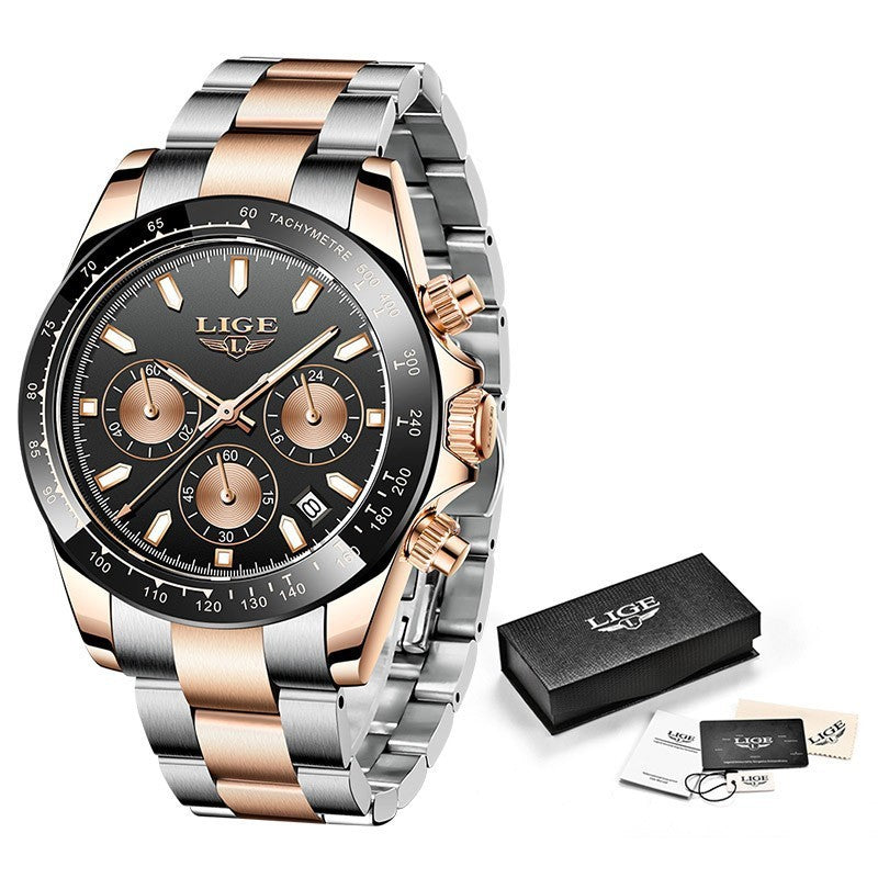Men's Quartz Watch Multifunction Chronograph Sports Waterproof Watch
