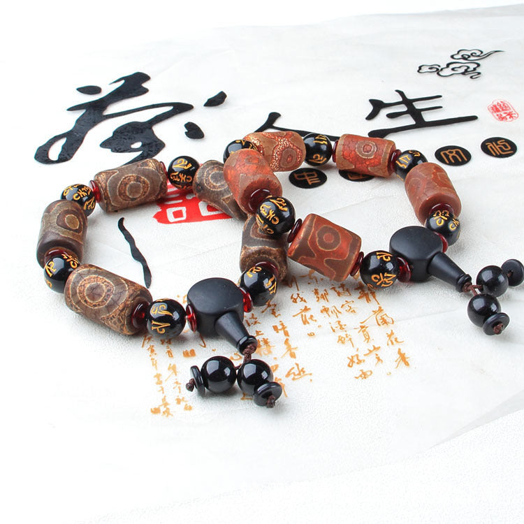 Tibetan Style Sky Eye Nine Eyes Day Beads Made Old Agate Day Beads
