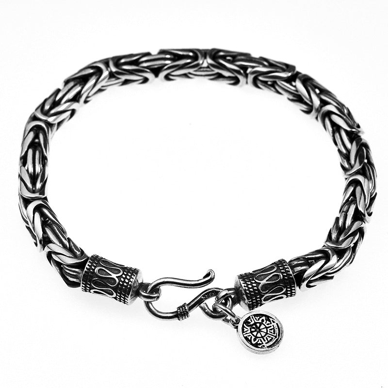 Men's Pure Silver Jewelry Thai Pattern Bracelet