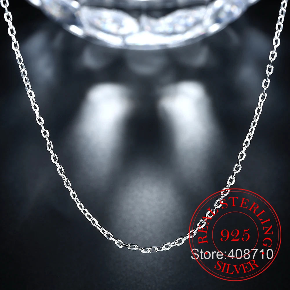 925 Sterling Silver Flat ROLO Chain Clavicle Necklace