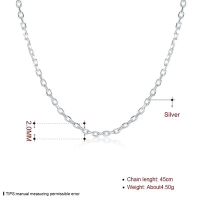 2mm Rolo Square Chain, Classic 925 Sterling Silver For Men And Women