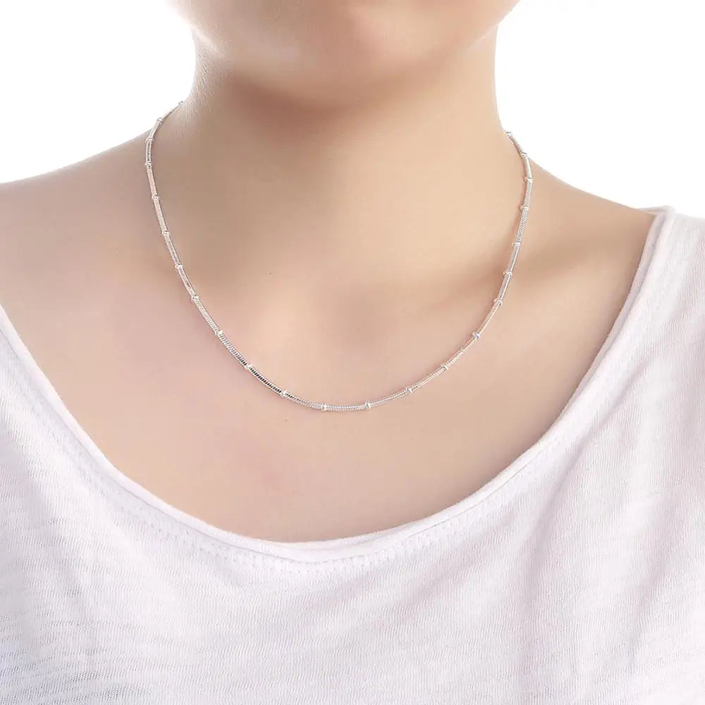 DOTEFFIL 925 Sterling Silver Snake Chain Beads Necklace