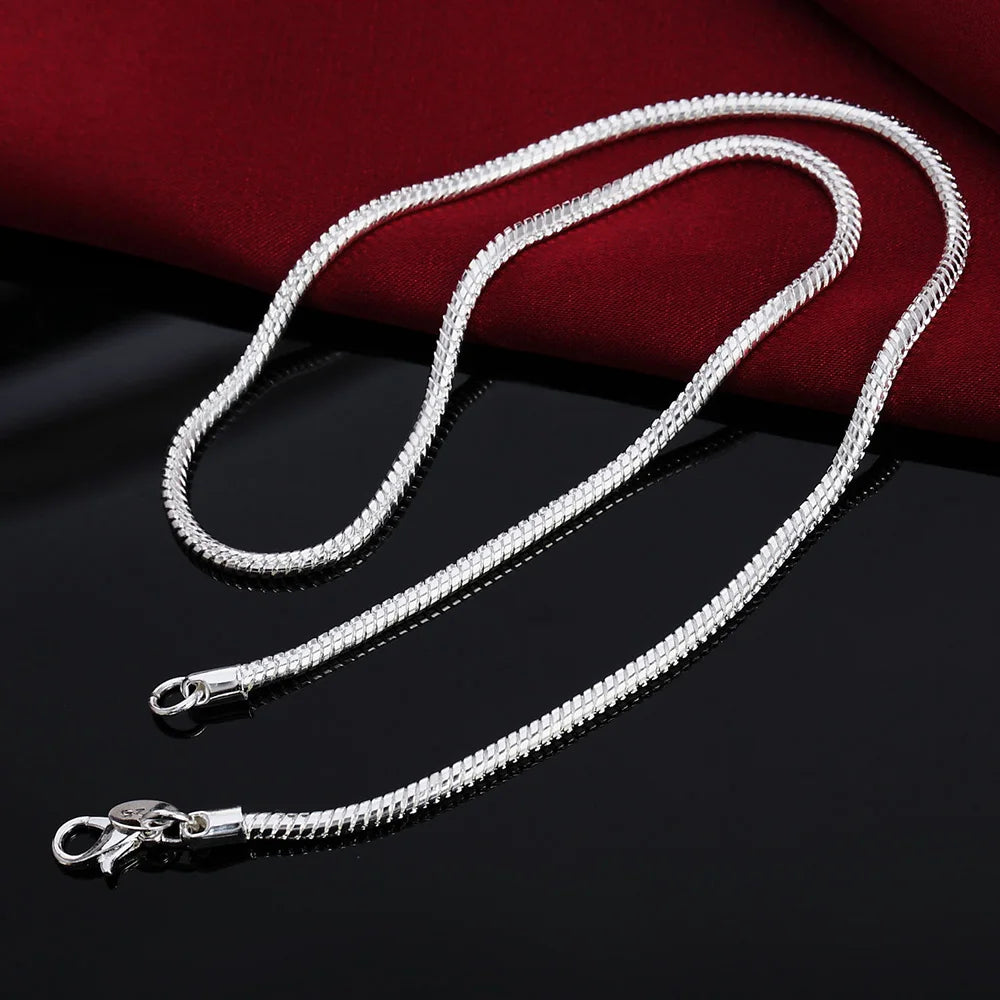 40-75cm 925 Sterling Silver 1MM/2MM/3MM solid Snake Chain