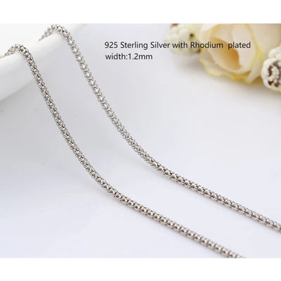 925 Sterling Silver Popcorn Chain Necklace 1.2mm, 35cm-90cm
