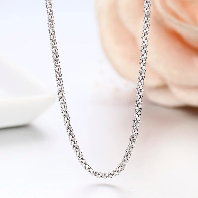 925 Sterling Silver Popcorn Chain Necklace 1.2mm, 35cm-90cm