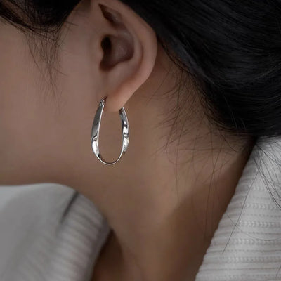 925 Sterling Silver Earrings For Women Simple Oval Twist Earring