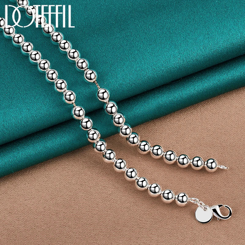 925 Sterling Silver 6mm Bead Ball Bracelet Necklace